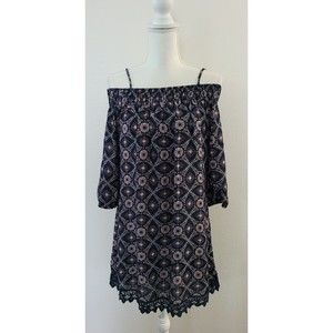 Women's Trixxi Shift  Dress Blue Off Shoulder Knee Length Small Juniors